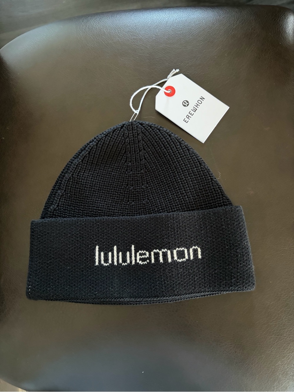lululemon athletica Black Knit Logo Cuff Beanie